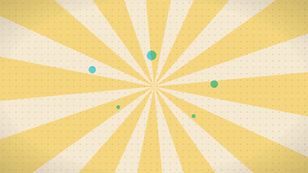 Retro Sunburst Background with Floating Polka Dots