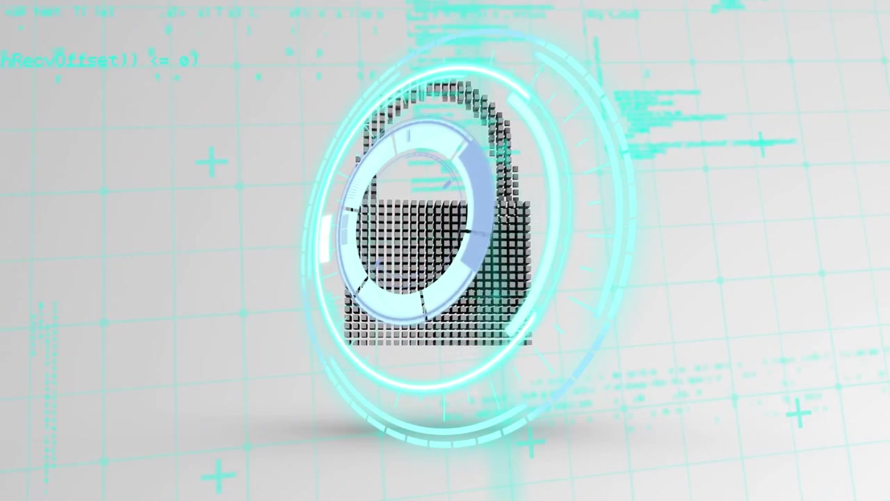 Animation of processing circle over cloud, shield and data processing