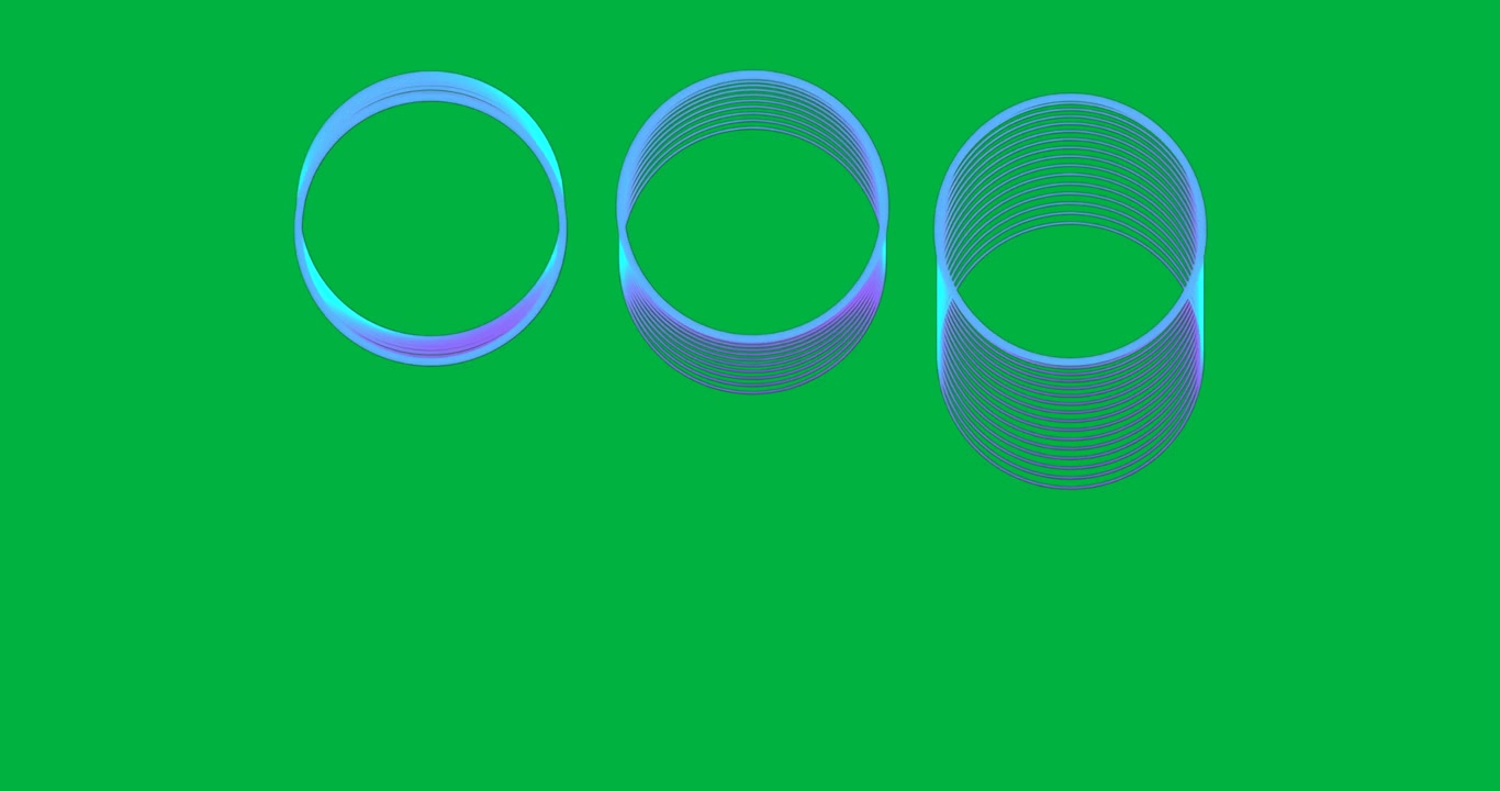 three gradient neon rings floating on transparent backdrop, showing concentric lines in design