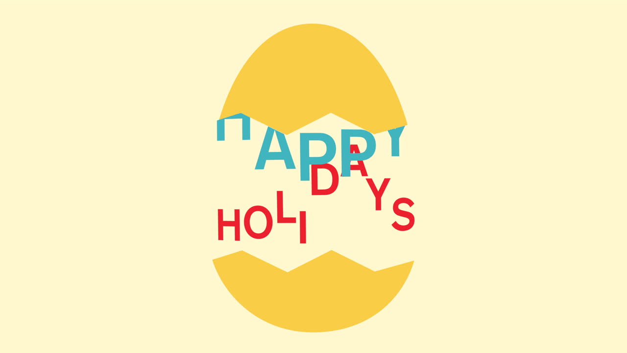 Happy Easter text and egg on yellow background 1