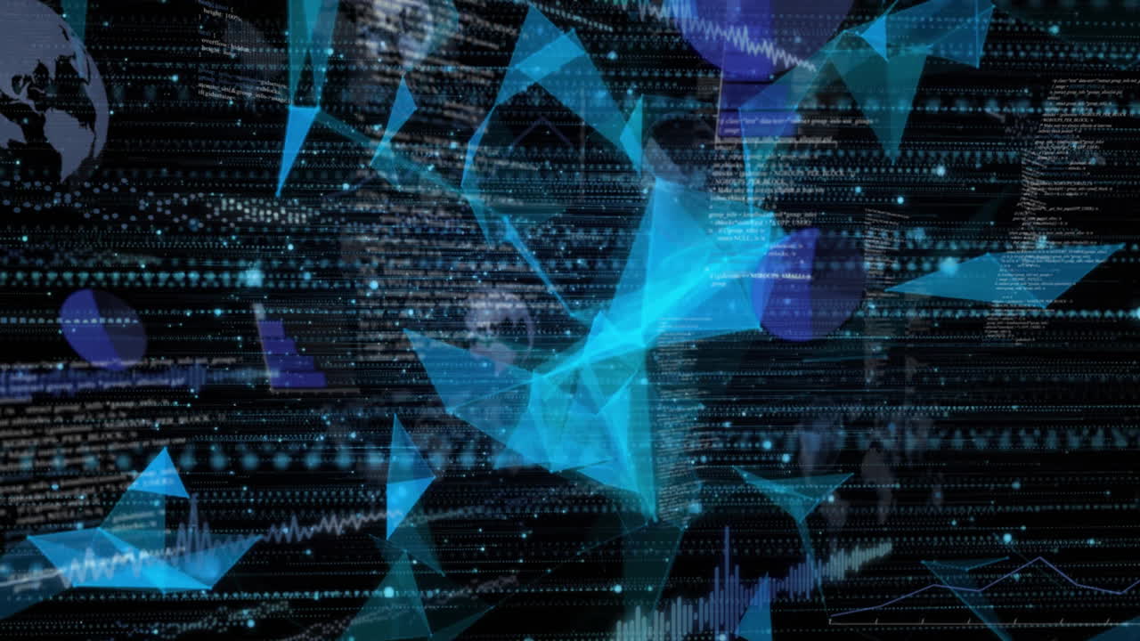 이진 코딩 및 디지털 데이터 처리의 애니메이션 검은색 배경