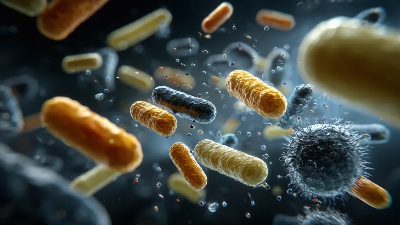 Mikrobielt univers: En fantastisk visuel udforskning af bakterier i bevægelse og interaktion, der fanger det komplekse samspil af liv inden for en mikroskopisk dimension