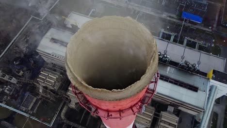 damaged industrial chimney at a power plant