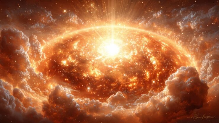 A Celestial Phenomenon: Captivating Cosmic Explosion Illuminates the Universe with a Radiant Display of Light and Color in the Heart of the Galaxy