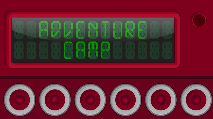 Adventure Camp text on a Digital Led Panel.