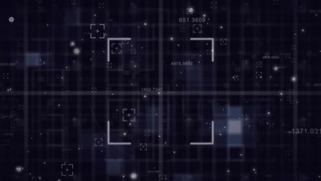 animación del procesamiento del escáner circular pulsante sobre manchas de luz blanca sobre fondo negro