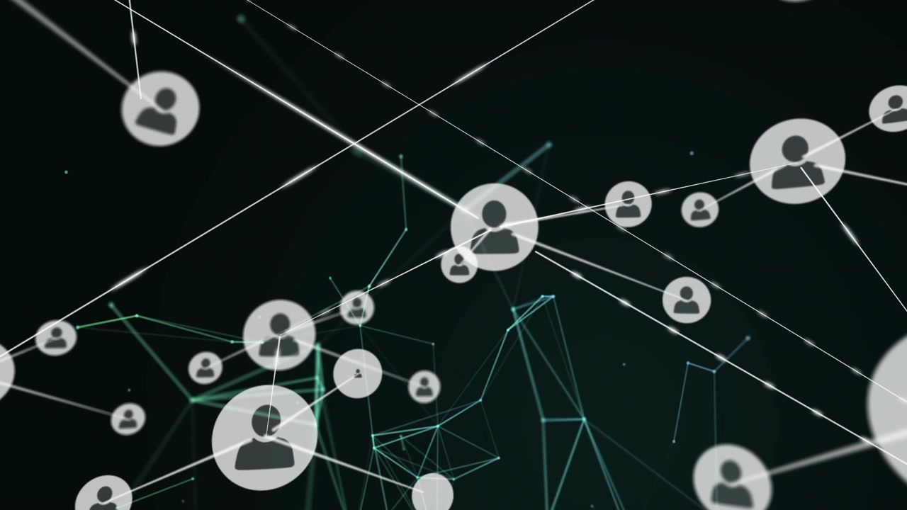 Node cluster advancing in tech lattice, light streaking across lines, pulling nodes, showing growth
