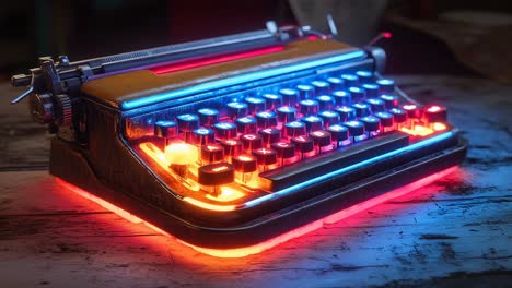 futuristic neon typewriter
