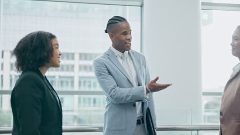 meeting, handshake and business people in office