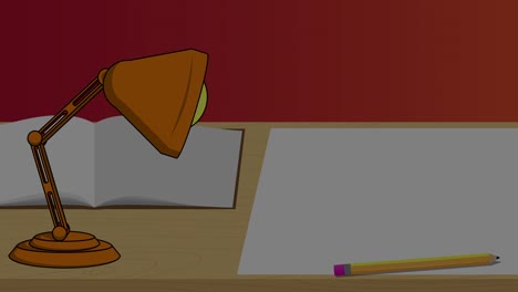la lámpara de la mesa de noche se enciende con el texto de la tienda en papel blanco.