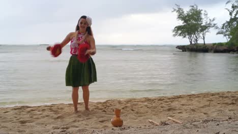 hawaii hula dancer in costume dancing 4k