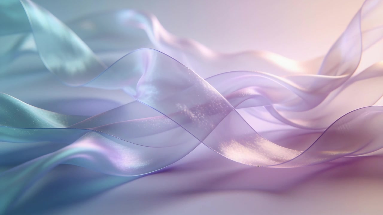 Starting animation showing translucent ribbons drifting over matte plane, revealing color evolution