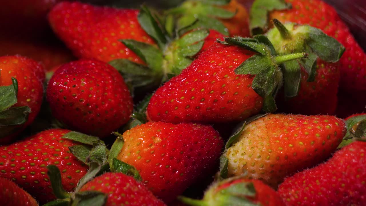 Strawberry garden edible fruit plant fresh crisp display shiny rotating