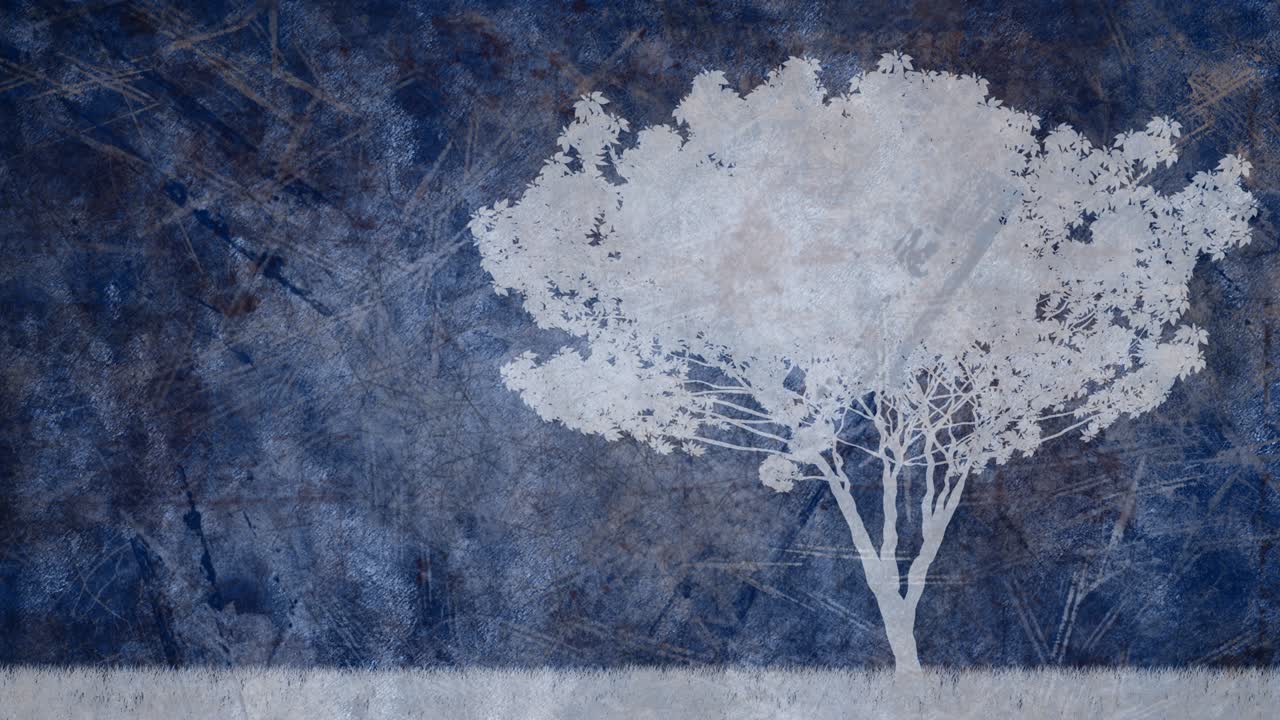 animação de árvore contra fundo azul texturizado
