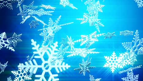 copos de nieve cayendo sobre un fondo azul.