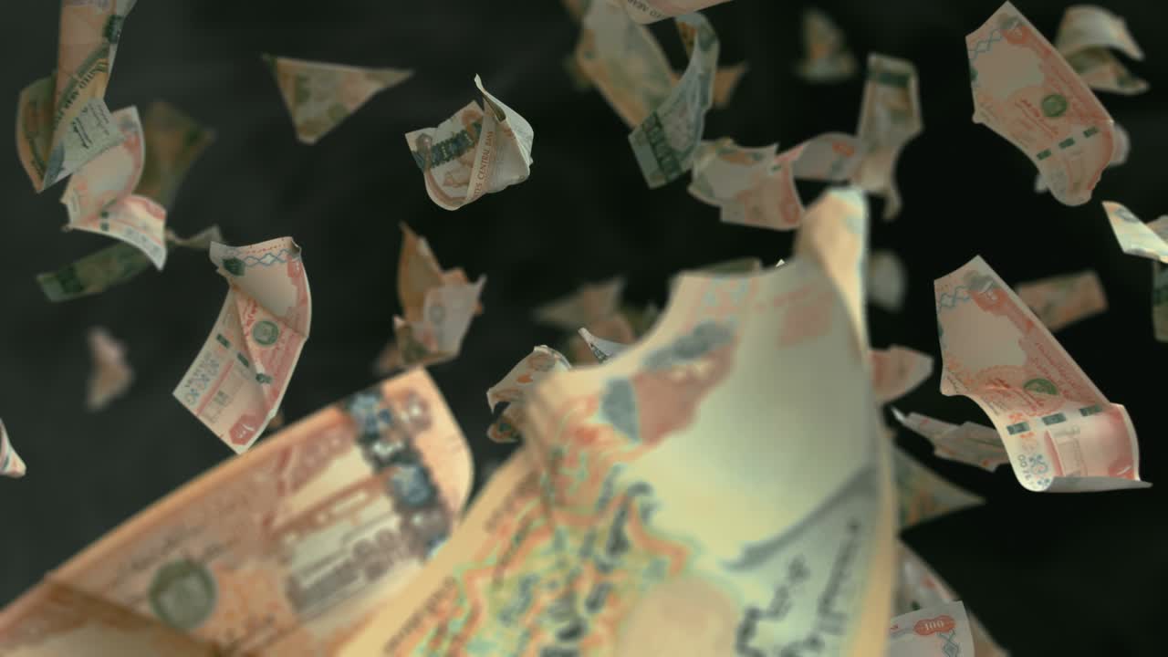 파운드화가 떨어지는 디르함 아랍에미리트 4k 루프