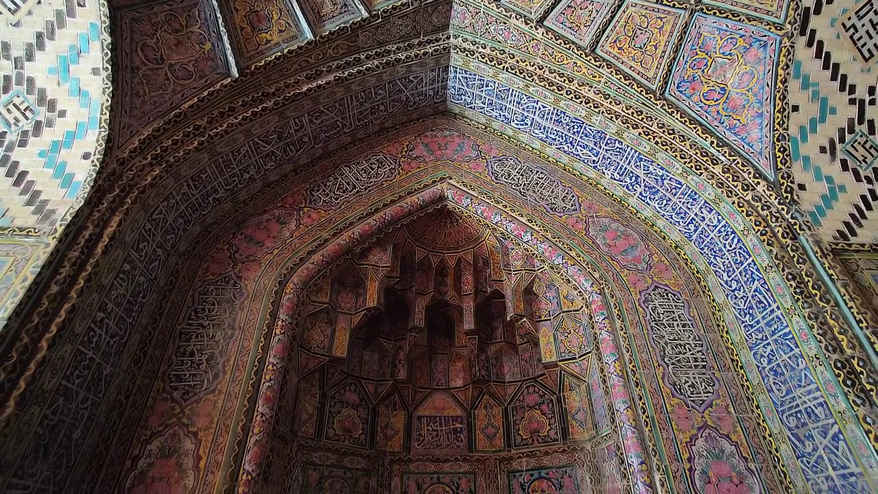 Intricate Mosaic Tilework Inside a Historic Persian Mosque