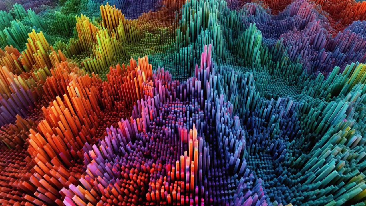 Abstract 3D Motion Background with Colorful Moving Pillars