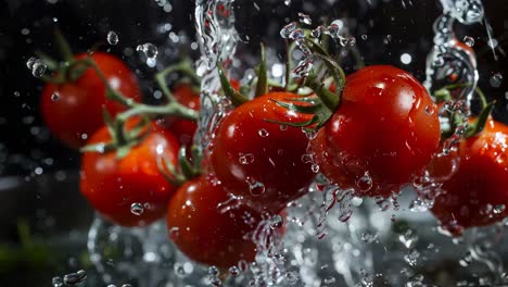 tomates salpicados de agua