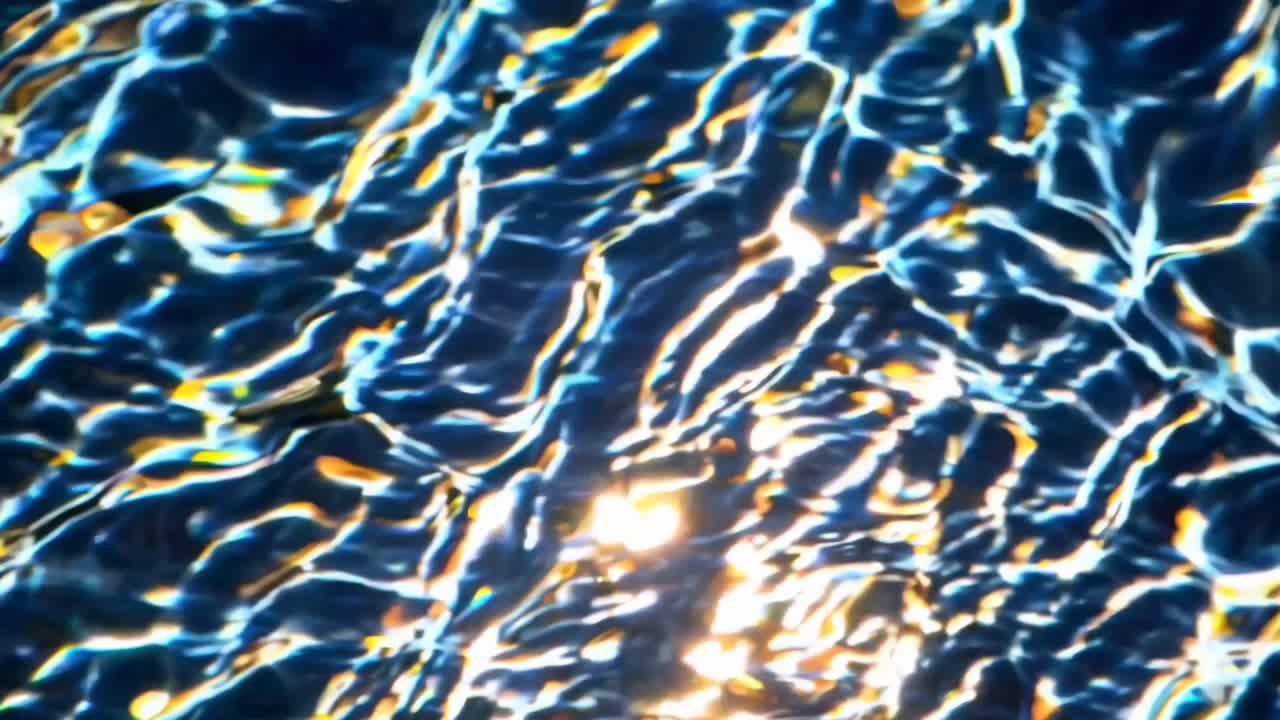 The video captures mesmerizing, abstract patterns of light and water, creating a tranquil, hypnotic
