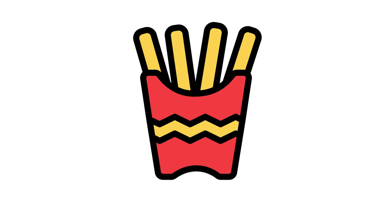 Animated French Fries Icon in Red Carton