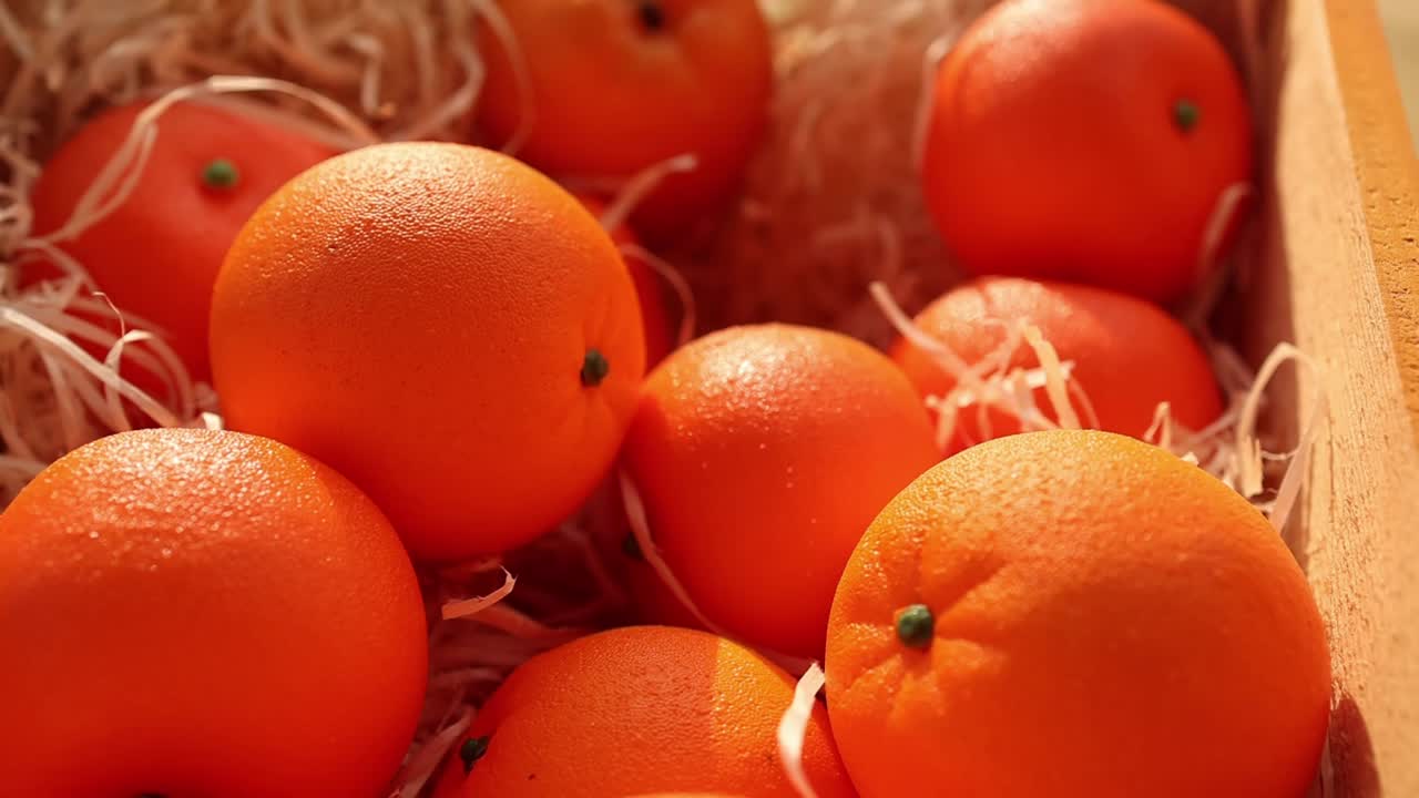 naranjas en una caja de madera