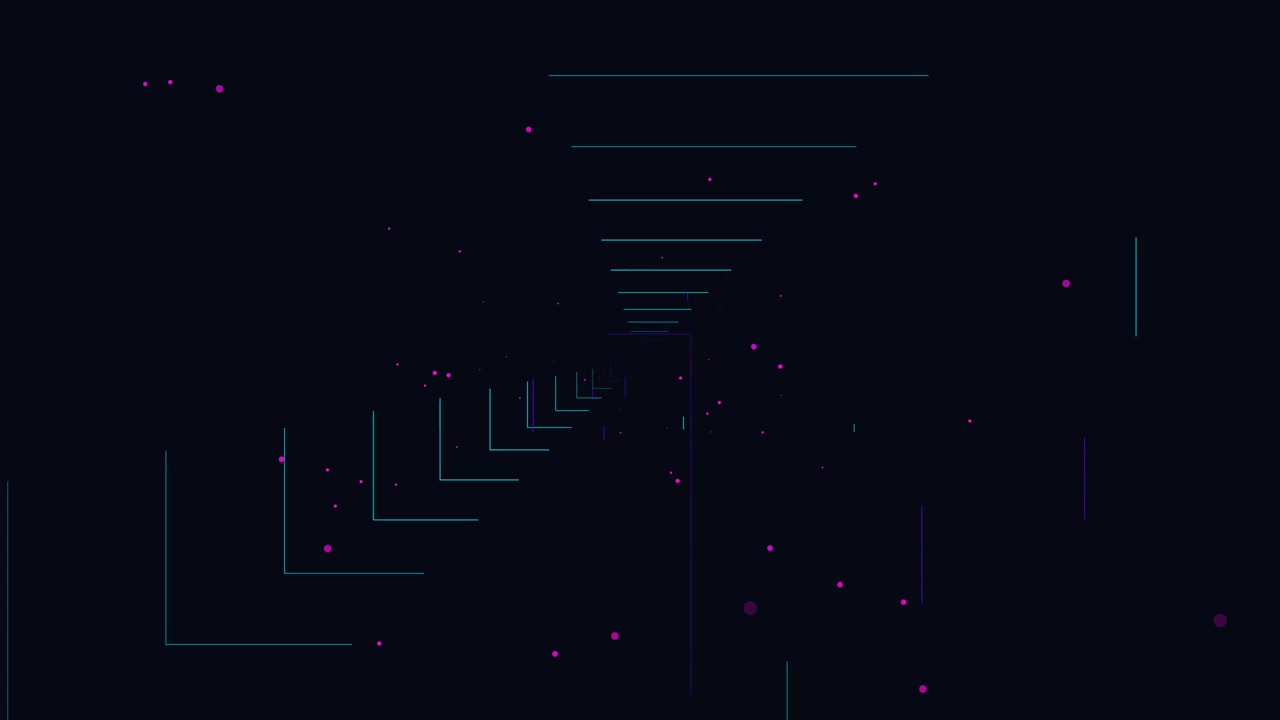 Abstract Digital Tunnel with Glowing Geometric Lines and Particles
