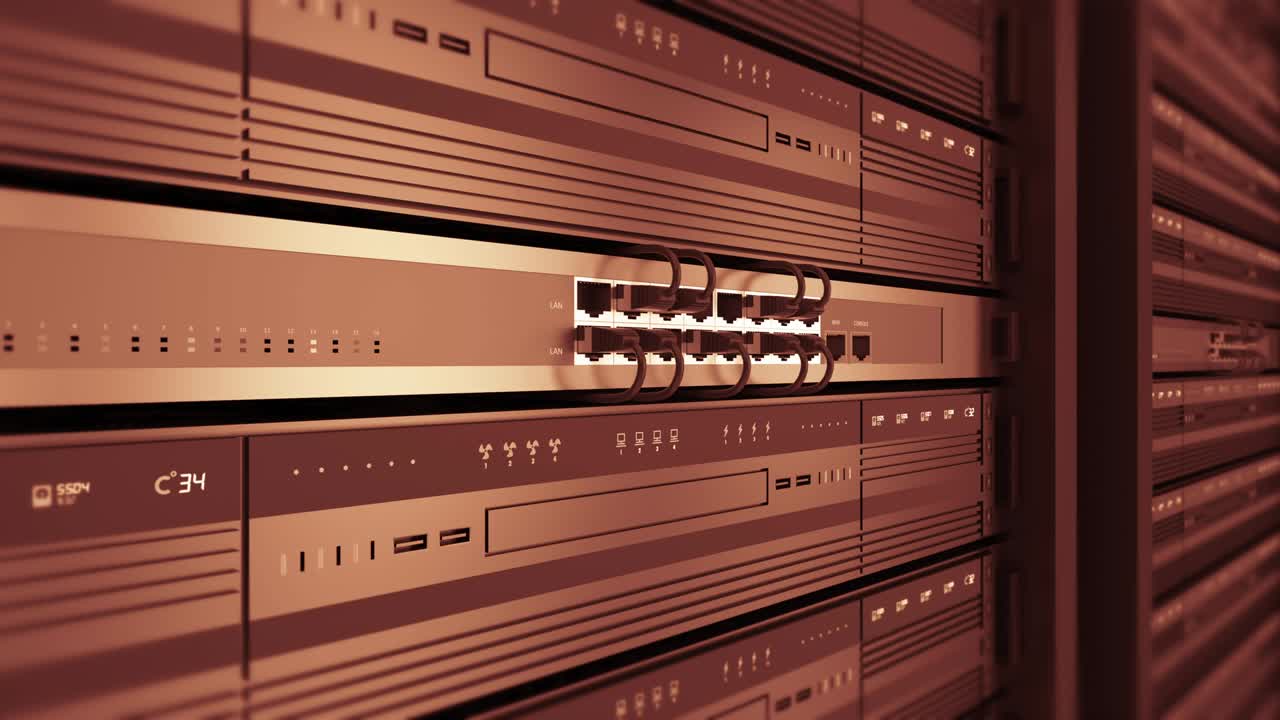 cerrar los racks de servidores en un centro de datos moderno. bucle sin fisuras.