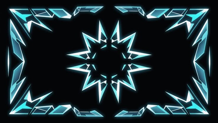 Abstract Glowing Blue Geometric Star and Frame Pattern Loop