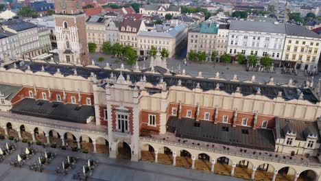 aerial view of krakow main square antique buildings