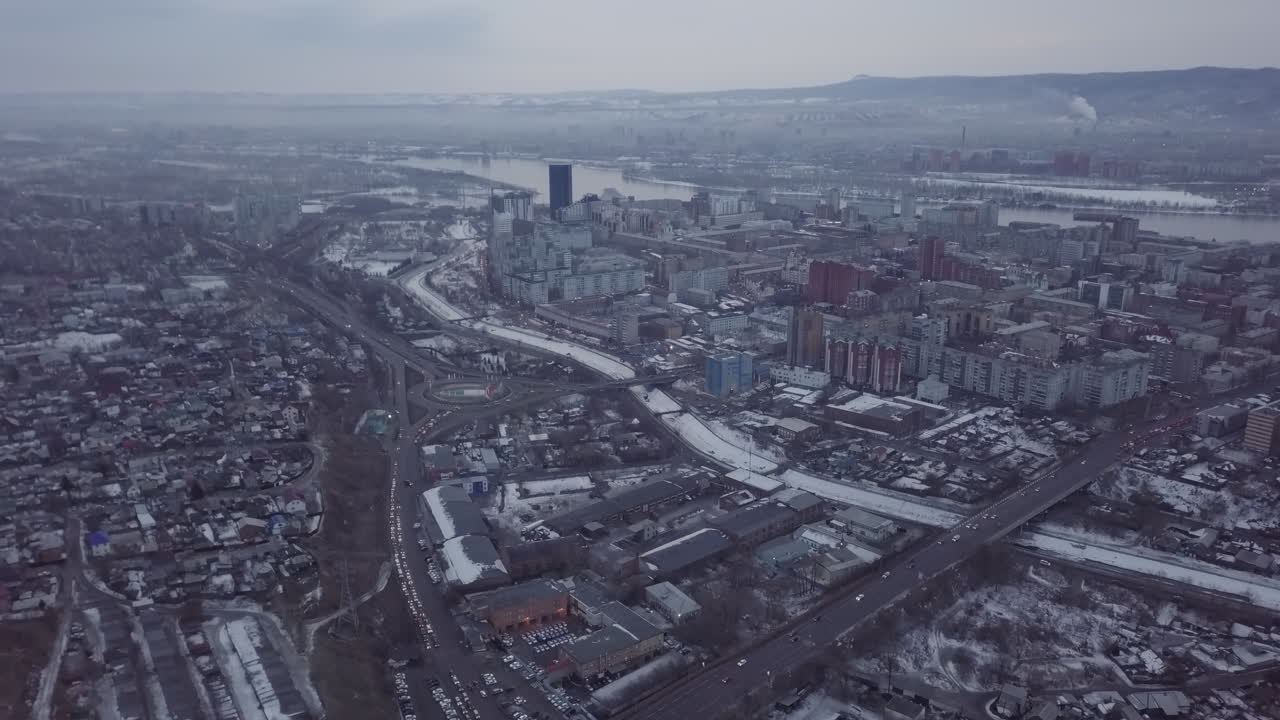 겨울 에 도시 의 공중 사진