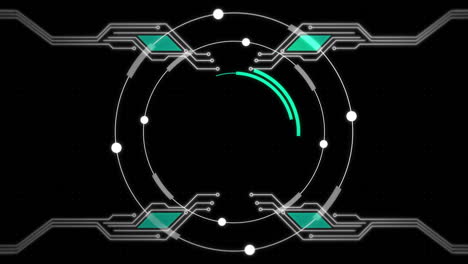 la animación digital muestra formas abstractas en un telón de fondo de microprocesador.