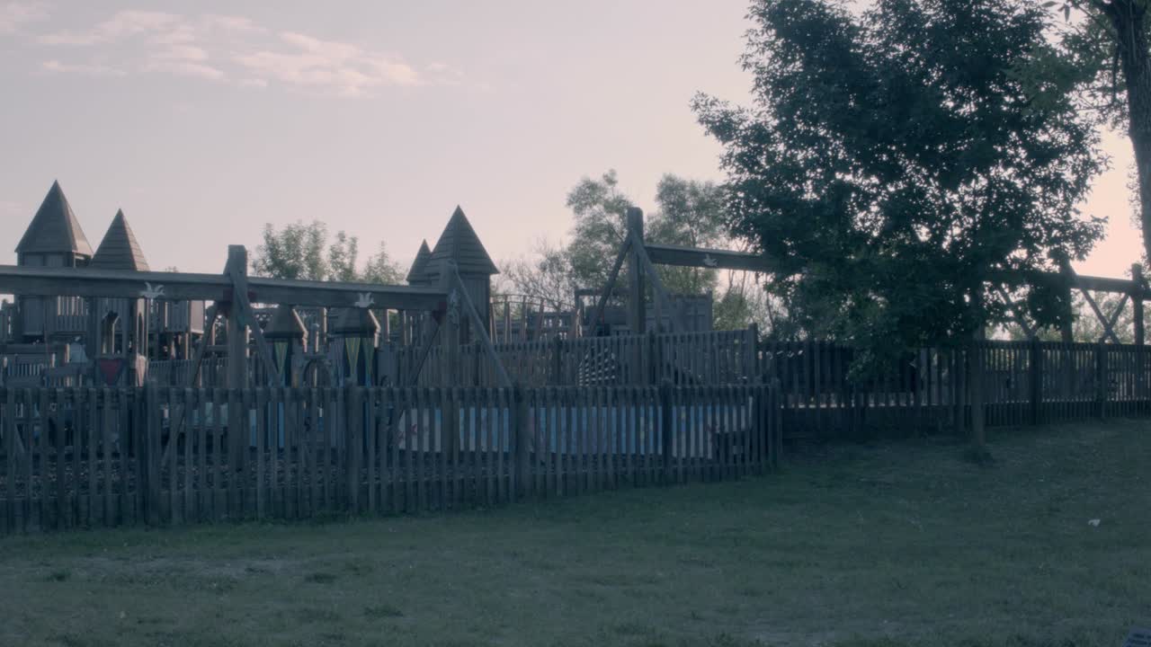 An empty playground in a rural area of South Eastern Wisconsin shot at dawn.