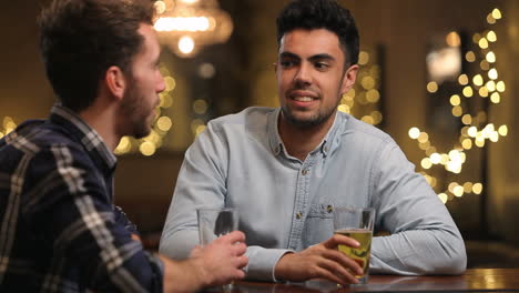 Two-Male-Friends-Enjoying-Evening-Drinks-In-Bar