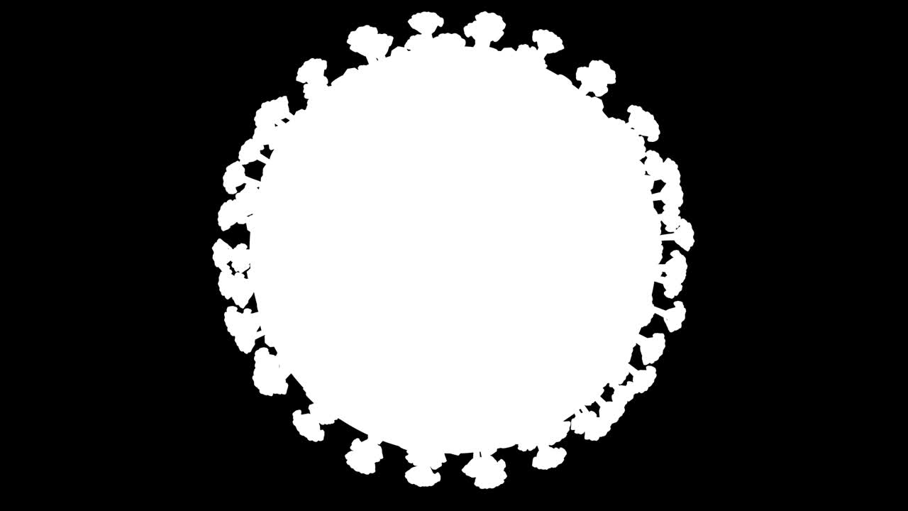 코로나바이러스 세포 코비드-19 블랙 백그라운드에 클로즈업 3d 렌더링 루프 4k와 알파 채널