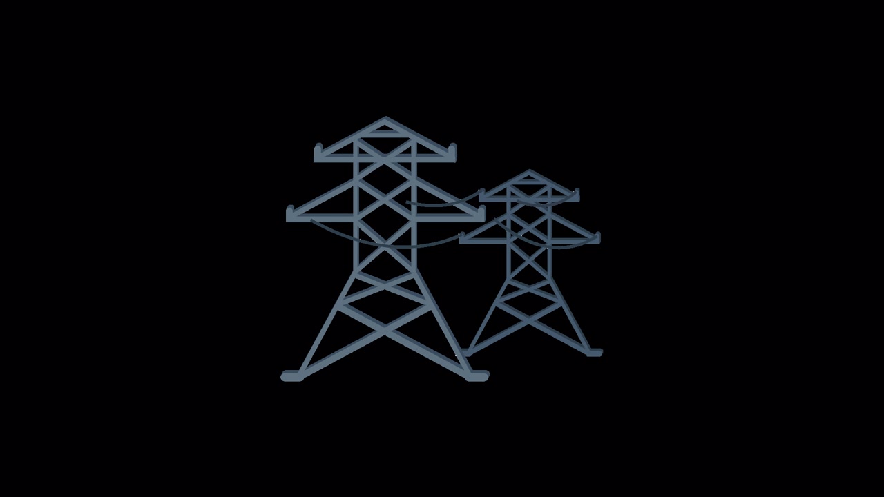 Animated Electricity Pylons with Connecting Power Lines