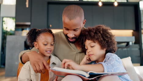 father reading to his children