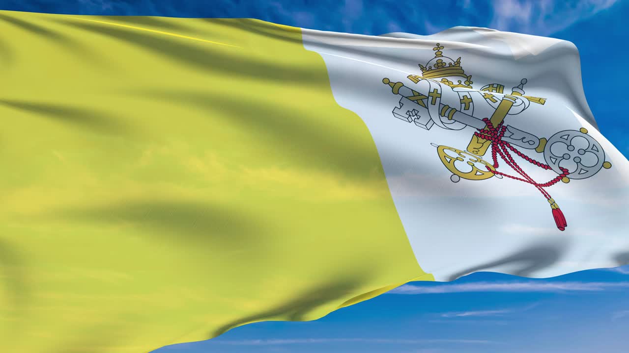 흐린 하늘을 배경으로 천 구조로 된 바티칸 시의 발 (loopable)