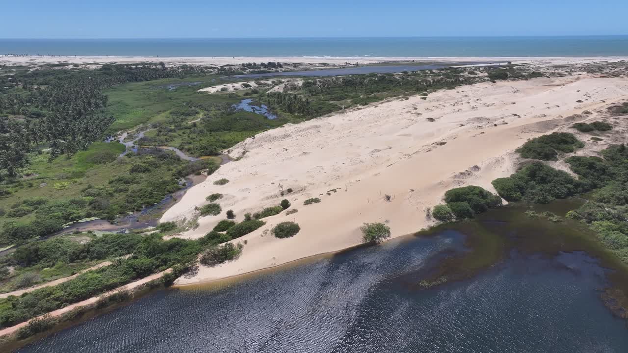 Pedrinhas Reserve At Lagoinha In Ceara Brazil. Freshwater Lakes Landscape. Sand Dunes Mountains. Pedrinhas Reserve At Lagoinha. Tourism Travel. Almecegas Lagoon. Beach Background