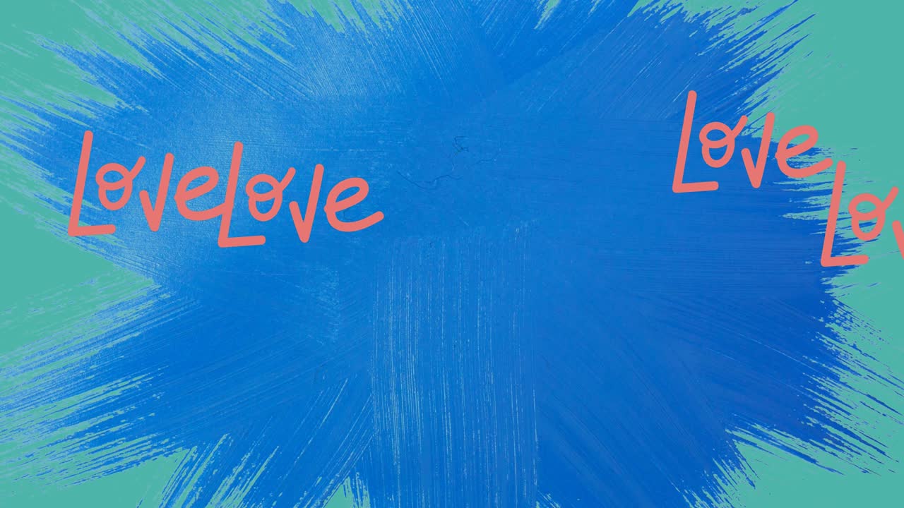 파란색 배경에 움직이는 사랑의 텍스트의 애니메이션