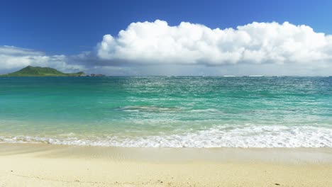 tropical beach scene with clouds