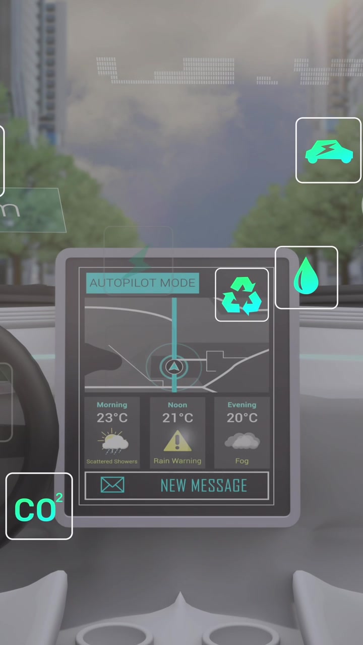Animazione di icone ed elaborazione dati su interni auto