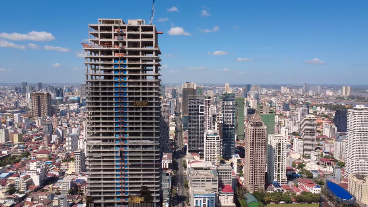 Norodom Business Tower under construction future landmark in Phnom Penh, Cambodia
