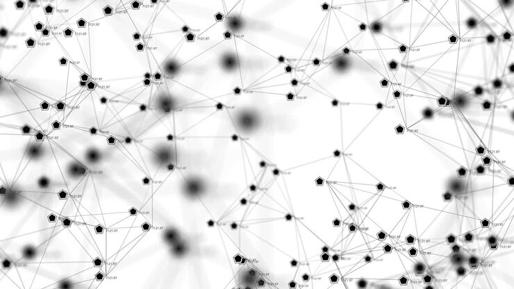 Sfondo tecnologico astratto 4K in loop: connessione digitale con punti e linee in movimento, connessione di rete.