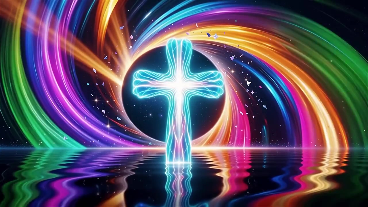 Christian Cross Heavenly Light Worship Background