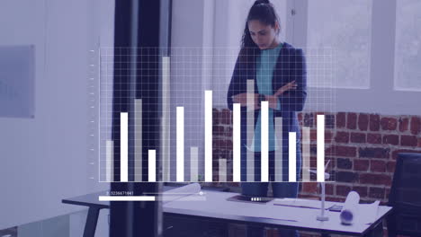 Animación-Del-Procesamiento-De-Datos-Financieros-Sobre-Una-Empresaria-Caucásica-En-El-Cargo