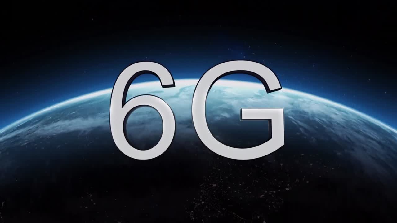 animación del círculo de procesamiento y 6g sobre el globo girando en el espacio