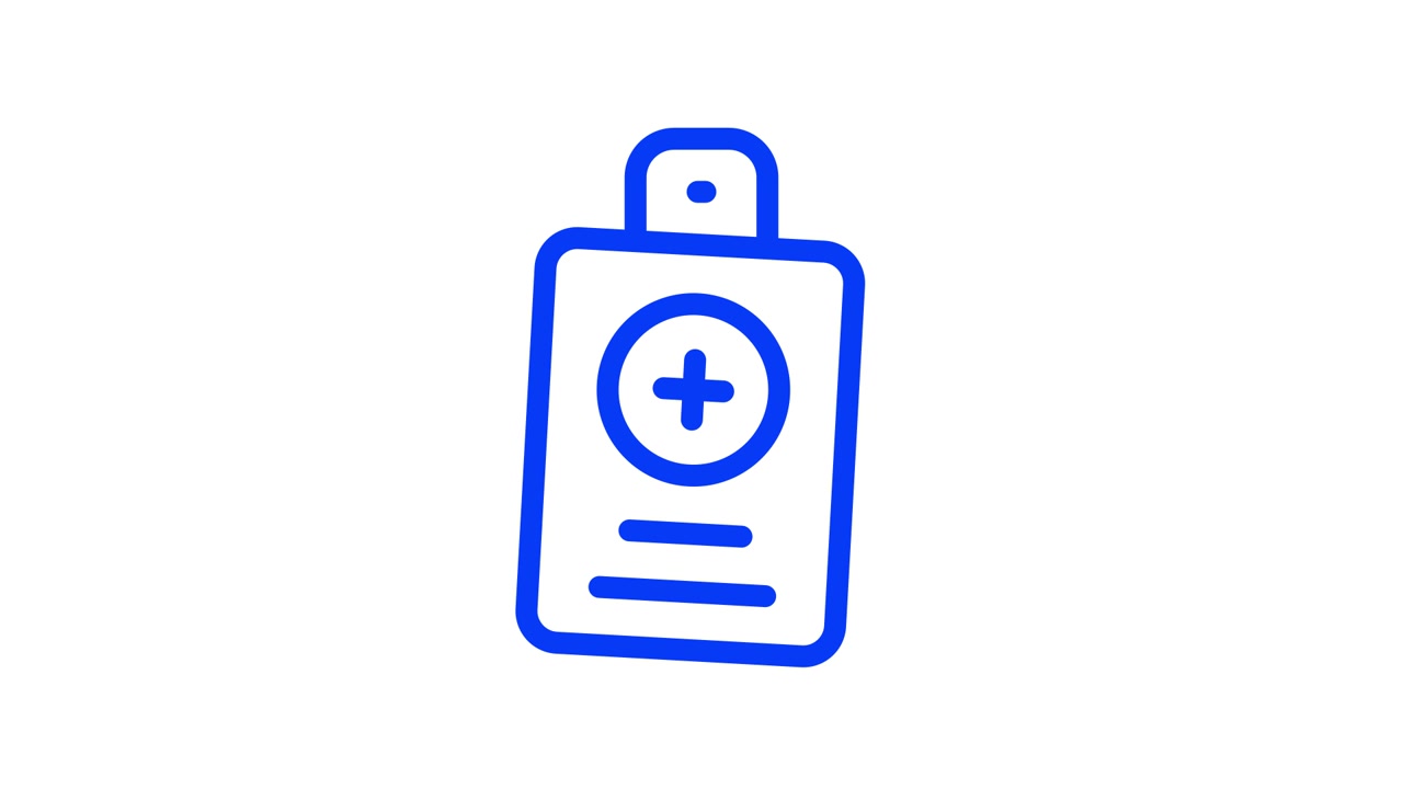 Animated Blue Outline Icon of a Health Product Bottle