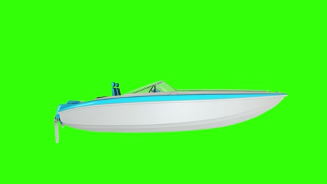 boat animation on green screen. motor boat sailing over waves, 4k