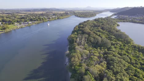 lush greenery on islets on the tweed river on chinderah, new south wales, australia